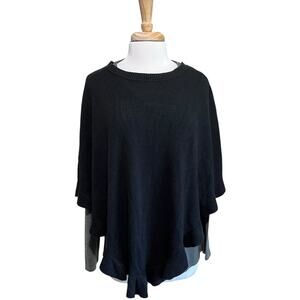 Karen Scott Lot of 2 Women's Sweater Black Gray Poncho Size M V-Neck Fall Winter